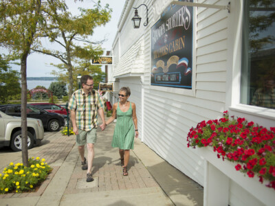 Shopping outside of Grandpa Shorters