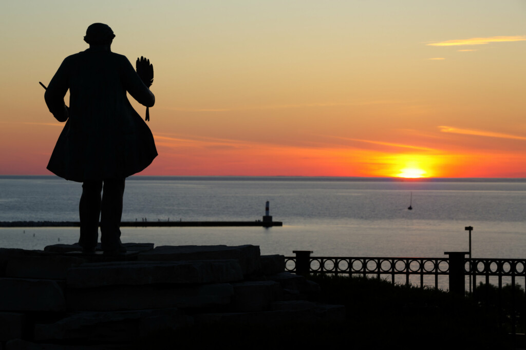 Overlooking the Little Traverse Bay at sunset