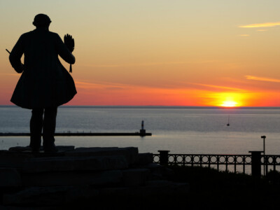 Overlooking the Little Traverse Bay at sunset