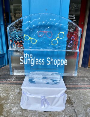 Ice Sculpture for the sunglass shop in downtown Petoskey winter weekend